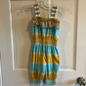 Persnickety size 3 romper blue and yellow